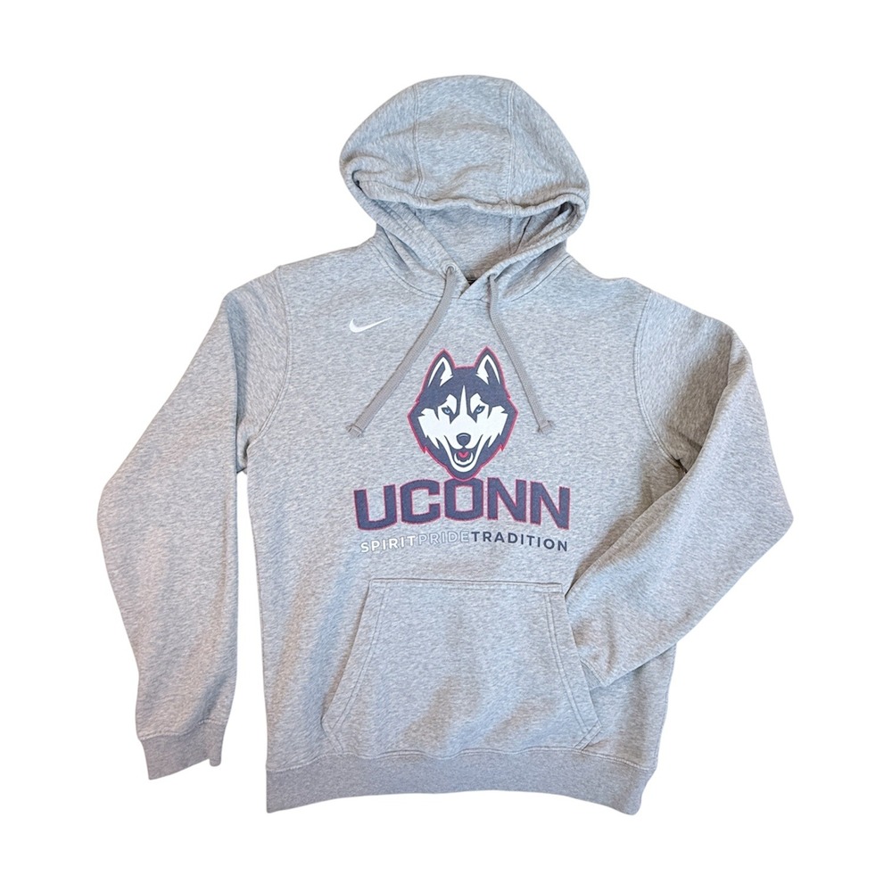 Nike UConn Huskies Men Size S Gray Pullover Hoodie Spirit Pride Tradition 835585